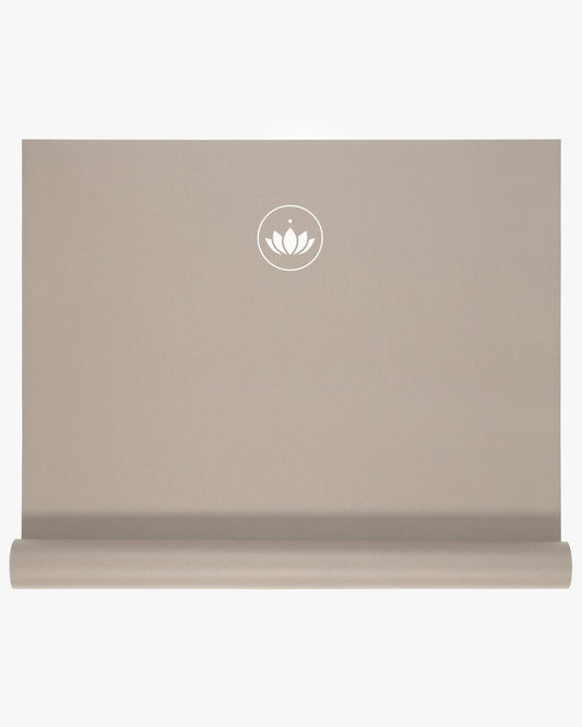 Light Taupe - Arise Travel Yogamatte aus Naturkautschuk von oben ausgerollt | Lotuscrafts